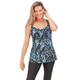 Plus Size Women's Back Smoother Tankini Top by Woman Within in Blue Painterly Leaves (Size 32)