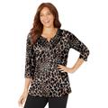 Plus Size Women's Wrap Front Top by Catherines in Classic Animal Neutral (Size 4X)