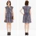 Madewell Dresses | Floral Print Silk Dress With Flutter Sleeves | Color: Blue/Gray | Size: 0