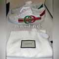 Gucci Shoes | Hpnew Gucci Interlocking Gg Logo Leather Sneaker Us Wom 8.5/Men's 6.5 | Color: Green/Red | Size: 6.5