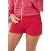 Relaxshorts S.OLIVER, Damen, Gr. 44/46, N-Gr, rot (cherryrot), Sweatware, Obermaterial: 65% Baumwolle, 35% Polyester, unifarben, casual, figurumspielend kurz, Hosen, mit Norwegermuster Details, Loungeanzug