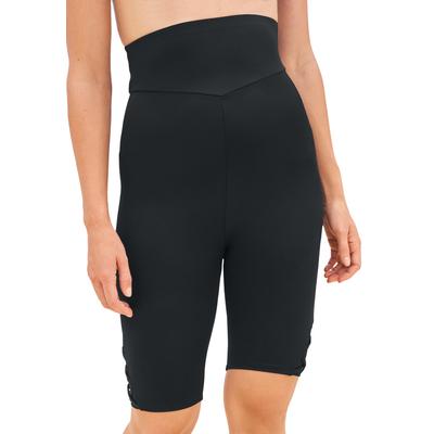 Plus Size Women's Lattice-Detailed High-Waist Bike Short by Swim 365 in Black (Size 16)