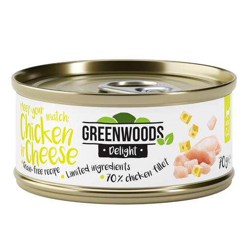 6x 70g Delight Hühnerfilet mit Käse Greenwoods Nassfutter für Katzen