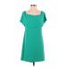 Charles Henry Casual Dress - Shift: Green Solid Dresses - Women's Size Small