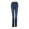 Madewell Jeans - Mid/Reg Rise Skinny Leg Denim: Blue Bottoms - Women's Size 23 Tall - Dark Wash
