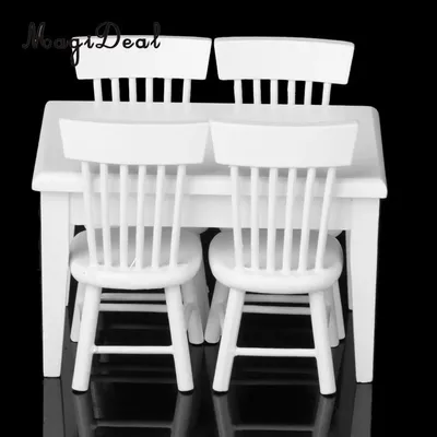 Kit de modèle de chaise de table à manger décor de meubles miniatures maison de poupées blanc