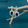 JoiasHome-Boucles d'oreilles géométriques en saphir pour femme bijoux en argent 925 breloques de