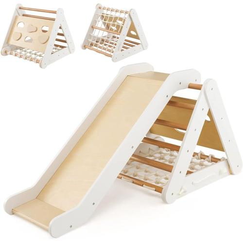 Costway - Triangle d'Escalade en Bois pour Bebe 1+ An/4 en 1 Échelle et Planche d'Escalade avec