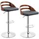 Lot de 2 tabourets de bar contemporain synthétique noir dossier ajouré