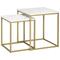 Lot de 2 tables gigognes art déco acier doré aspect marbre blanc