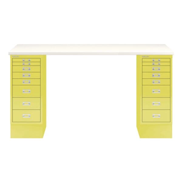 Bisley Schreibtisch »MultiRange« weiße Platte mit 16 Schubladen gelb, 140x74x60 cm Image