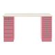 Schreibtisch »MultiRange« Plywood Platte mit 18 Schubladen pink, Bisley, 140x74x60 cm