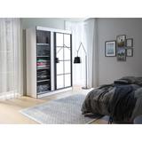 Brooklyn 59" Sliding Door Wardrobe Cabinet in White - 59 inches wide