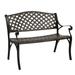 Outdoor Benches Cast Aluminum Patio Bench with Mesh Backrest Seat Surface for Lawn Yard Porch Work Entryway-Bronze 40.5