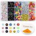 PEACNNG 750PCS Acrylic Alphabet Beads Children 15 Kinds Colorful Pop Necklace Making Kit Kids Jewellery Making Craft Children Beads for Jewelry Making Necklaces DIY -with Bungee Rope