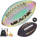 MILA CHIC Football Holographic Football Reflective Glowing Footballs for Kids Teens and Adults Composite Leather Football with Pump (Official Size 9 & Youth Size 6 & Peewee Size 3)