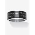Men's Big & Tall Stainless Steel Enamel Serenity Prayer Ring (9.5Mm) by PalmBeach Jewelry in Black (Size 10)