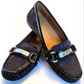 Coach Shoes | Coach Felisha Loafers Black Monogram Fabric Patent Leather Silver Buckle Size 6 | Color: Black/Silver | Size: 6