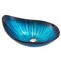 Bathroom Modern Bathroom Vessel Sink Oval Artistic Glass Vessel Sink Vanity Sink Bowl Blue Line Stripes Vessel Bowl Sink Without Faucet (Color : Blue, Size : 55x38x17cm)