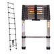 Multi-Purpose Telescoping Ladder 2.6m, Heavy Duty Strong Stainless Steel Extension Ladder 330lbs Load Capacity, EN131 Certificated, Compact Home Loft Ladder Portable Collapsible Ladder