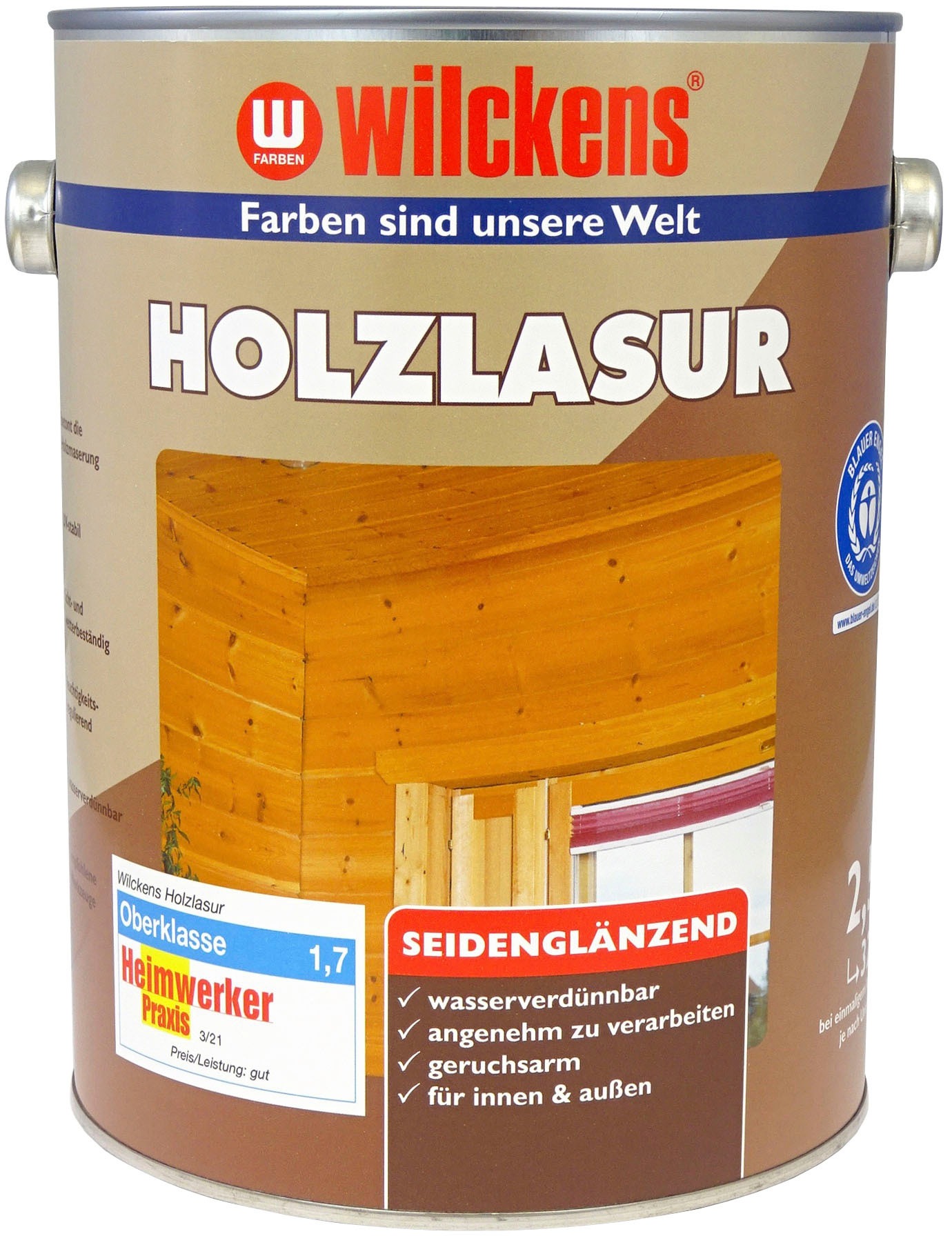 „WILCKENS FARBEN Holzschutzlasur „“Holzlasur LF““ Farben Gr. 2,5 l 2500 ml, silberfarben (silbergrau) Holzlasuren“