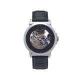 Heritor Automatic Xander Semi-Skeleton Leather-Band Watch - Men's Silver/Black One Size HERHS2401