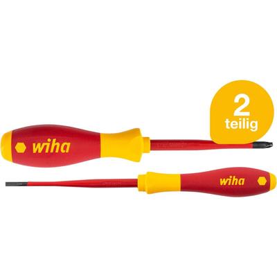 Wiha Schraubendreherset SoftFinish slimFix (36333), 2 teilig, Schraubenziehersatz VDE Elektriker,