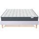 Lit en tissu gris clair 160x200 + Matelas à mémoire de forme 22cm