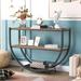 Industrial Sofa Console Table, Metal Demilune Shape Sofa Display Table with Three Shelves, Foyer Table for Hallway, Corridor