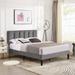 VECELO Tufted Upholstered Platform Bed Frame with Adjustable Height Headboard Twin/Full/Queen Size Beds,Grey