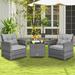 Costway 3PCS Patio Rattan Furniture Bistro Set Cushioned Sofas Side - See Details