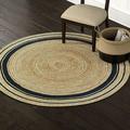 Black Border Handmade Hand Woven Boho Braided Jute Area Rug Natural Fibers Round Rugs for Living room Kitchen Indoor & Outdoor Carpet- 2â€� Feet (24 Inch)