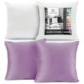 Clara Clark Plush Solid Decorative Microfiber Square Throw Pillow Cover with Throw Pillow Insert for Couch Lavendar 20 x20 4 Piece Decorative Soft Throw Pillow Set