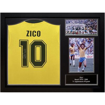 Von Zico signiertes Brasilien-WM-Trikot 1982 – gerahmt Image