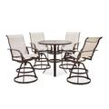 Winston Key West Sling 5 Piece Bar Set (4 Swivel Bar Stools, 42" Bar Table) Metal in Brown/White | 48.25 H x 25.5 W x 31.5 D in | Outdoor Furniture | Wayfair