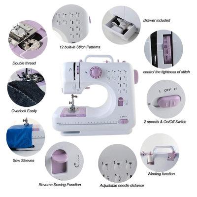 Homeika Electric Sewing Machine, Portable Mini Electric Sewing Machine w/ 12 Built-In Stitches/2 Speeds Double Thread, Crafting Mending Machine For