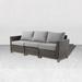 Grand Patio 77" Wide Outdoor Wicker Patio Sofa w/ Cushions Wicker/Rattan in Brown/Gray | 27.5 H x 77 W x 26.5 D in | Wayfair