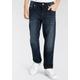 Stretch-Jeans KANGAROOS "regular fit mit geradem Beinverlauf", Jungen, Gr. 134, N-Gr, blau (dunkelblau), Denim/Jeans, Obermaterial: 98% Baumwolle, 2% Elasthan, bestickt, Basic, Basic lang, Jeans, bequeme Passform, gerades Bein, niedrige Leibhöhe