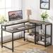 17 Stories Fahed L-Shape Computer Desk Wood/Metal in Gray/Black | 35.43 H x 55 W x 41.34 D in | Wayfair 6111272D1466410B9755D294637841A1