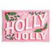 Stupell Industries Bold Holly Jolly Phrase Wall Plaque Art By The Saturday Evening Post in Pink | 13 H x 19 W x 0.5 D in | Wayfair ar-588_wd_13x19