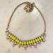 J. Crew Jewelry | Gold Tone J.Crew Clear Rhinestone And Chartreuse Bead Necklace | Color: Gold/Yellow | Size: Os