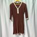 Athleta Dresses | Athleta Brown And Cream 3/4 Sleeve Dress/Cover Up - Size Xs | Color: Brown/Cream | Size: Xs