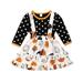 Baby Clothing Toddler Kid Baby Girl Dot Top T-shirt+Pumpkin Skirt Halloween Outfit Clothes 2Pcs Set