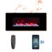 Symple Stuff Kleber Wall Mounted Electric Fireplace w/ Bluetooth Speakers & 3 Colors LED Light in Black | 18.3 H x 42 W x 5.4 D in | Wayfair