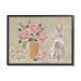 The Holiday Aisle® Happy Easter Bunny Rose Bouquet by Pam Britton - Textual Art on Canvas in Brown/Gray/Pink | 24 H x 30 W x 1.5 D in | Wayfair