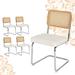 Orren Ellis Anser Rattan Back Side Dining Chairs w/ Metal Chrome Legs & Tufted Seat Upholstered/Velvet in Gray/White | Wayfair