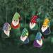 The Holiday Aisle® Nordic Gnomes Hanging Figurine Ornament Wood in Brown/Green/Indigo | 3.9 H x 2.1 W x 2.1 D in | Wayfair