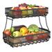 Prep & Savour Degraaf 2 Tier Fruit Basket Stand Kitchen Countertop Vegetable Storage Bowl Holder in Black | 14.6 H x 13.8 W x 7.9 D in | Wayfair