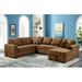 Gray/Brown Sectional - Latitude Run® Salar 3 - Piece Upholstered Sectional Linen | 37 H x 124 W x 97 D in | Wayfair