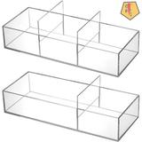 GN109 2 Pack 3 Section Drawer Organizer, Acrylic Makeup Drawer Tray Small Clear Jewelry Storage Organizer | 2 H x 10 W x 4 D in | Wayfair